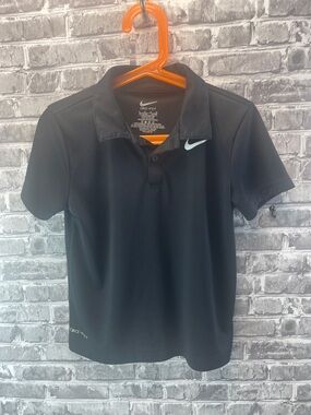 Nike Black Kids‎ Dri-FIT Polo Shirt with White Swoosh